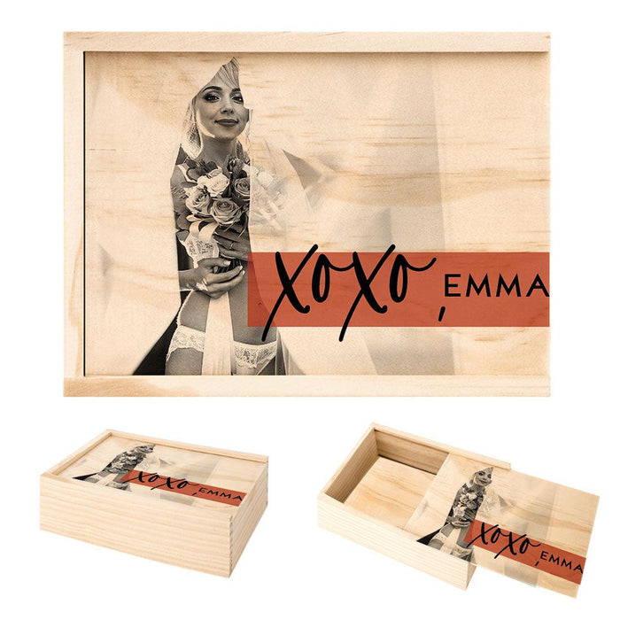 Custom Boudoir Photo Box, Natural Wood, Boudoir Photography Storage Box-Set of 1-Andaz Press-XoXo-