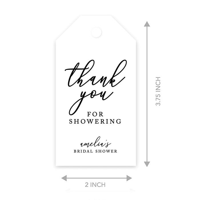 Custom Bridal Shower Favor Tags with Bakers Twine Custom Cardstock Thank you for Showering Gift Tags-Set of 100-Andaz Press-Minimal Modern-