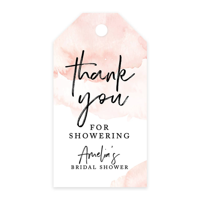 Custom Bridal Shower Favor Tags with Bakers Twine Custom Cardstock Thank you for Showering Gift Tags-Set of 100-Andaz Press-Coral Brushed Watercolor-