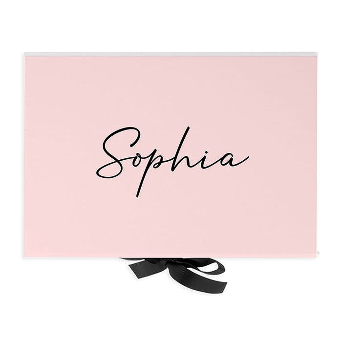 Custom Bridesmaid Proposal Box with Lids, White Gift Box with Ribbon - 24 Designs-Set of 1-Andaz Press-Pink Background-