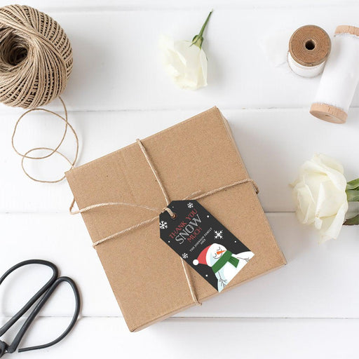 Custom Classic Christmas Gift Tags with String Card Stock Paper, Christmas Craft Supplies Xmas Wrapping-Set of 20-Andaz Press-Thank You Snow Much-