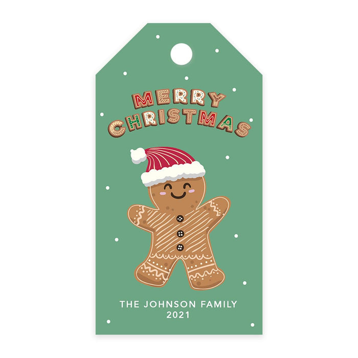 Custom Classic Christmas Gift Tags with String Card Stock Paper, Christmas Craft Supplies Xmas Wrapping-Set of 20-Andaz Press-Gingerbread Man-