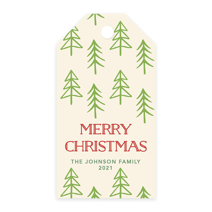 Custom Classic Christmas Gift Tags with String Card Stock Paper, Christmas Craft Supplies Xmas Wrapping-Set of 20-Andaz Press-Minimal Christmas Trees-