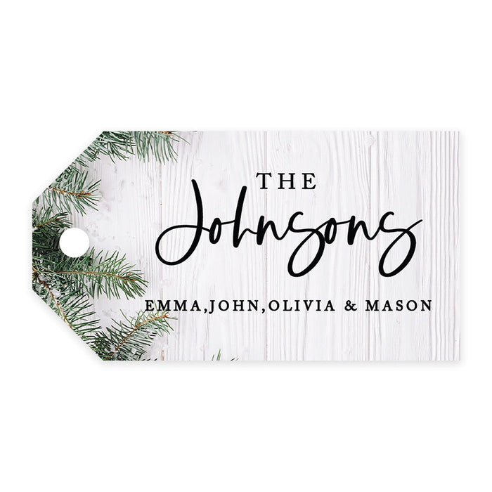 Custom Classic Christmas Gift Tags with String Card Stock Paper, Christmas Craft Supplies Xmas Wrapping-Set of 20-Andaz Press-Pine Tree Farmhouse-