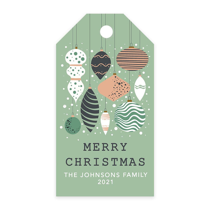 Custom Classic Christmas Gift Tags with String Card Stock Paper, Christmas Craft Supplies Xmas Wrapping-Set of 20-Andaz Press-Retro Ornaments-