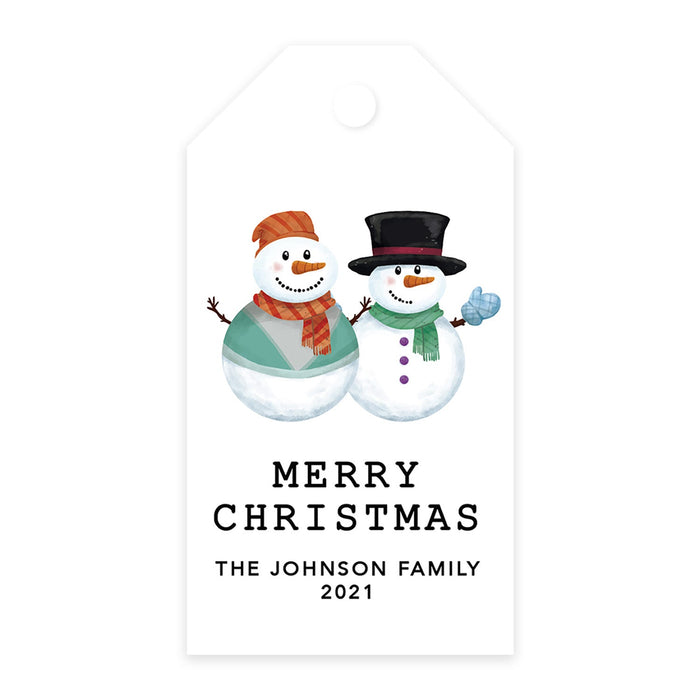 Custom Classic Christmas Gift Tags with String Card Stock Paper, Christmas Craft Supplies Xmas Wrapping-Set of 20-Andaz Press-Snowmans-