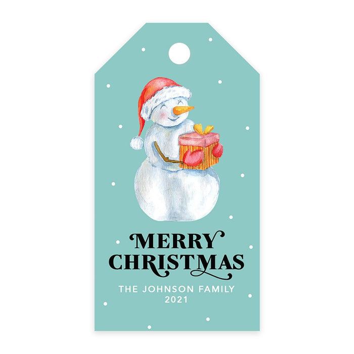 Custom Classic Christmas Gift Tags with String Card Stock Paper, Christmas Craft Supplies Xmas Wrapping-Set of 20-Andaz Press-Vintage Snowman-