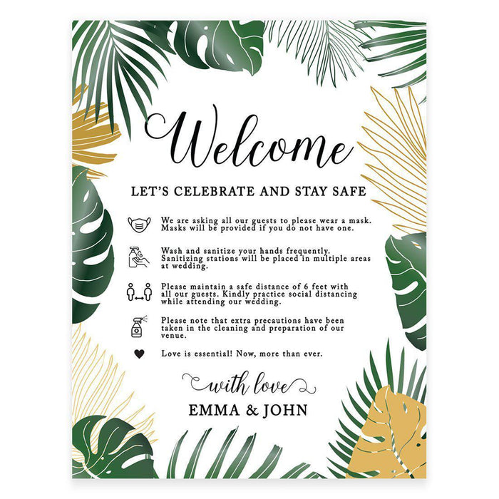 Custom Distance Wedding Party Signs, Spread Love, Formal Black and White Design Table Sign-Set of 1-Andaz Press-Celebrate and Stay Safe-