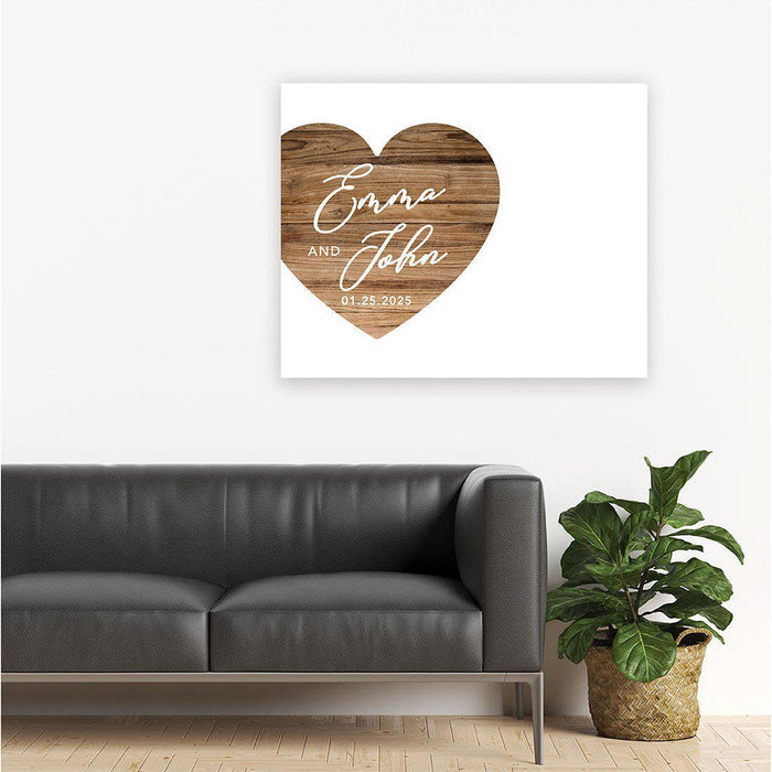 Custom Fall Canvas Wedding Guestbook Welcome Signs-Set of 1-Andaz Press-Rustic Wood Monogram-