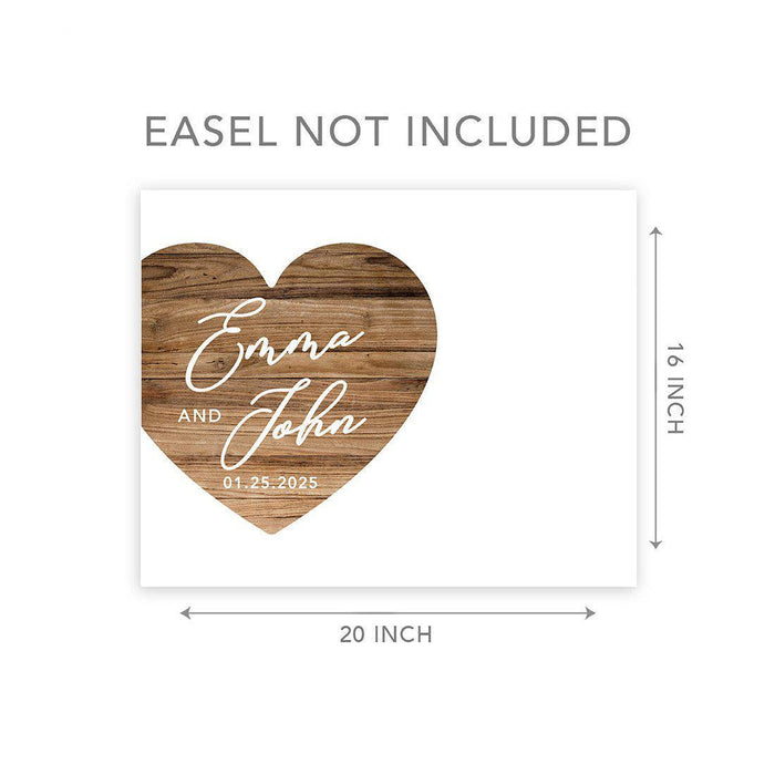 Custom Fall Canvas Wedding Guestbook Welcome Signs-Set of 1-Andaz Press-Rustic Wood Monogram-