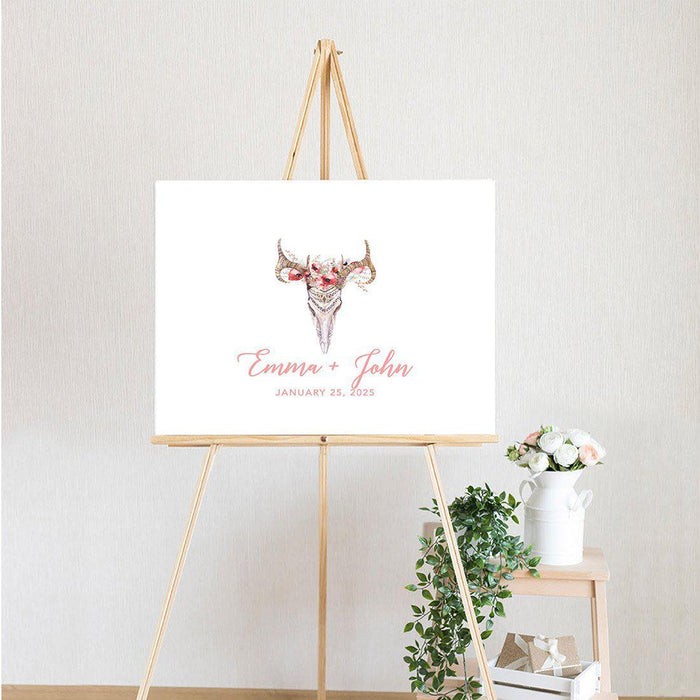 Custom Fall Canvas Wedding Guestbook Welcome Signs-Set of 1-Andaz Press-Rustic Wood Monogram-