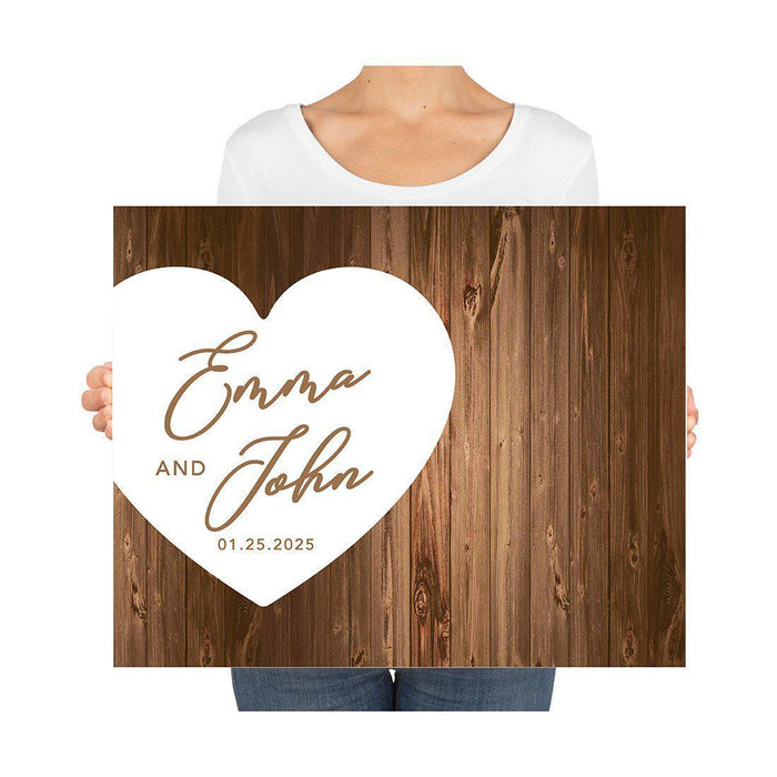 Custom Fall Canvas Wedding Guestbook Welcome Signs-Set of 1-Andaz Press-Rustic Wood Monogram-