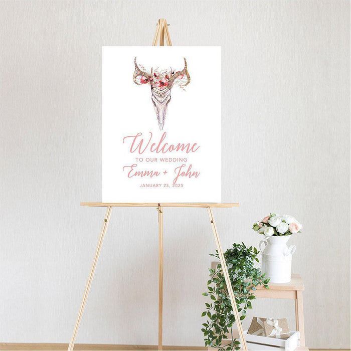 Custom Fall Canvas Wedding Guestbook Welcome Signs-Set of 1-Andaz Press-Rustic Wood Monogram-