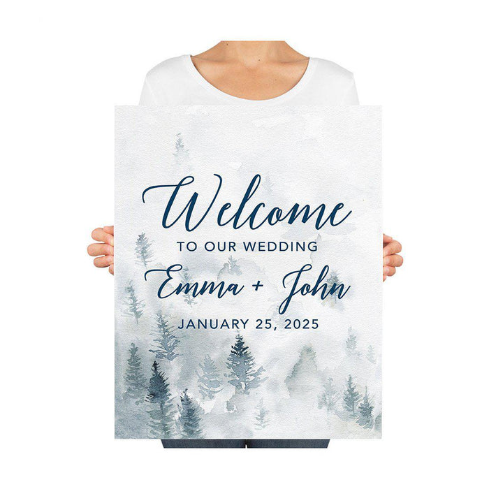 Custom Fall Canvas Wedding Guestbook Welcome Signs-Set of 1-Andaz Press-Rustic Wood Monogram-