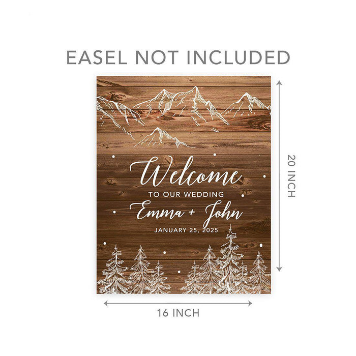 Custom Fall Canvas Wedding Guestbook Welcome Signs-Set of 1-Andaz Press-Rustic Wood Monogram-
