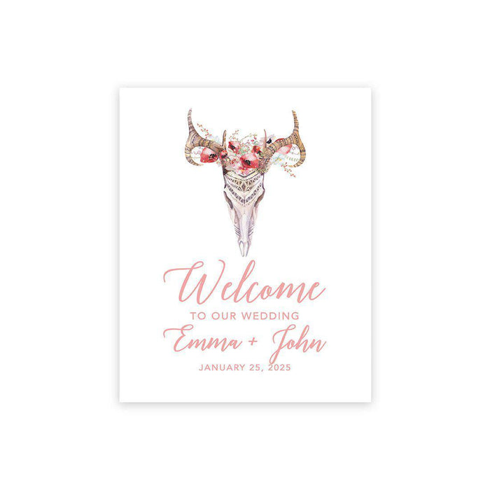 Custom Fall Canvas Wedding Guestbook Welcome Signs-Set of 1-Andaz Press-Vertical Boho Woodland-