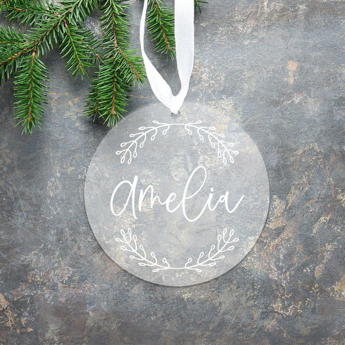 Custom Family Round Clear Acrylic Christmas Tree Ornament Keepsake-Set of 1-Andaz Press-Name-