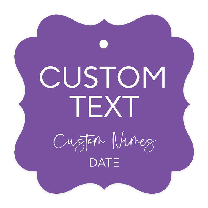 Custom Fancy Frame Favor Tags, Thank you Hang Tags for Wedding, Bridal Shower, Baby Shower Party Favors-Set of 96-Andaz Press-Royal Purple-
