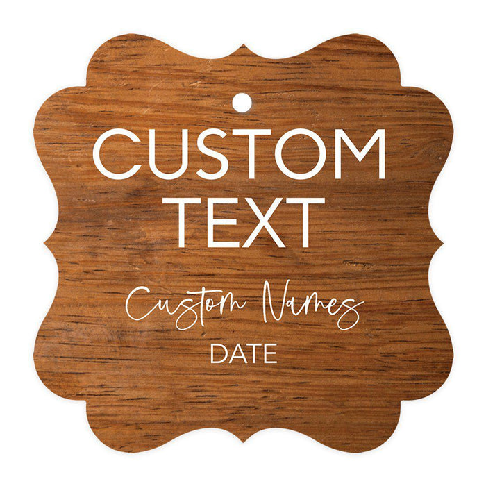 Custom Fancy Frame Favor Tags, Thank you Hang Tags for Wedding, Bridal Shower, Baby Shower Party Favors-Set of 96-Andaz Press-Rustic Wood-