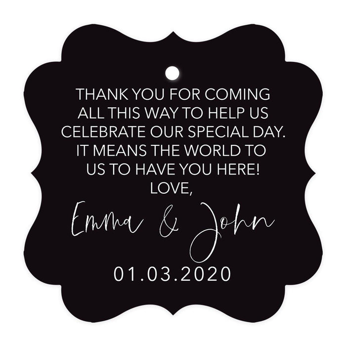 Custom Fancy Frame Favor Tags, Thank you Hang Tags for Wedding, Bridal Shower, Baby Shower Party Favors-Set of 96-Andaz Press-Thank You For Coming-