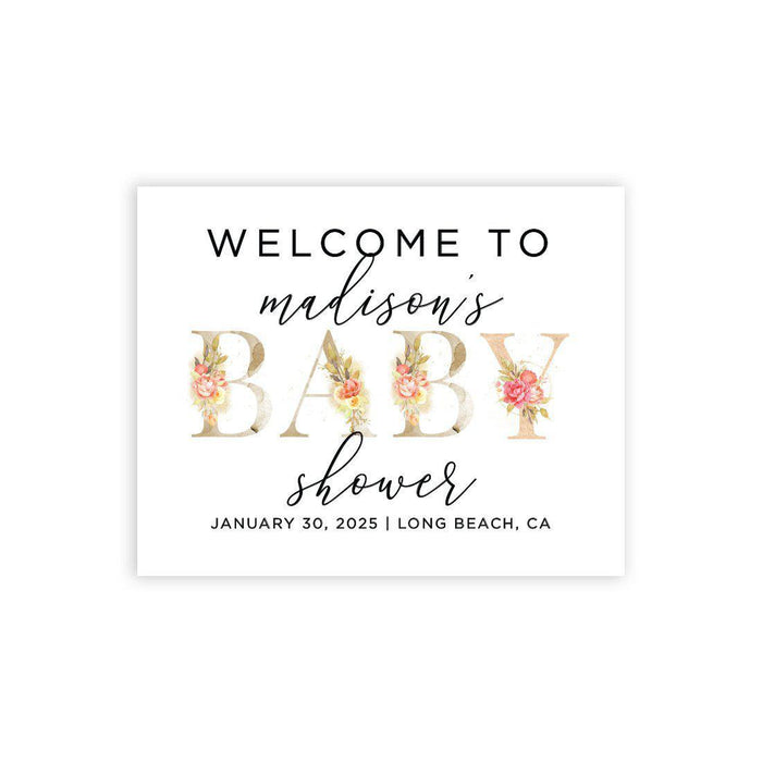 Custom Floral Baby Shower Canvas Welcome Signs-Set of 1-Andaz Press-Floral Baby-