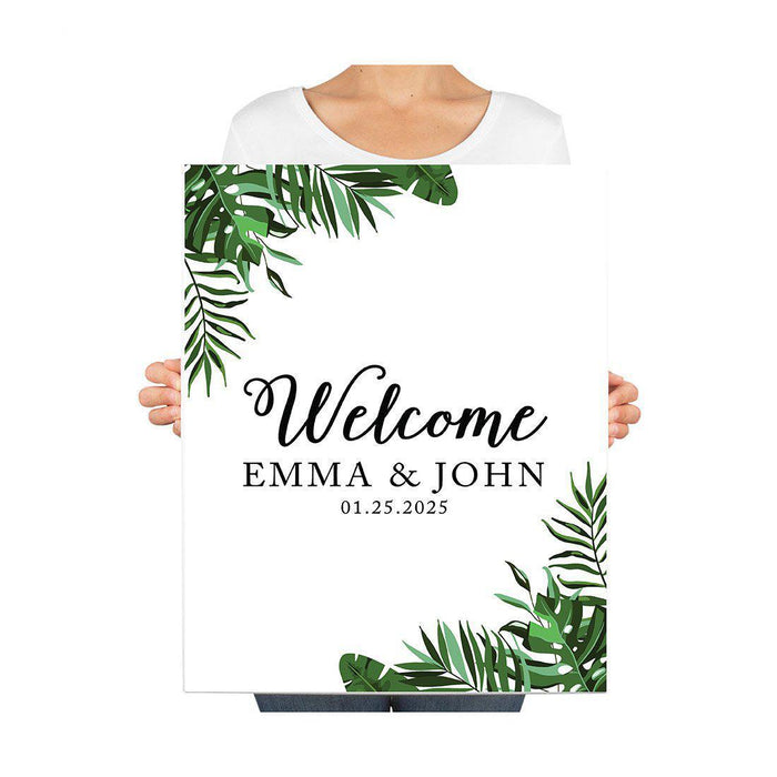 Custom Floral Canvas Wedding Guestbook Welcome Signs-Set of 1-Andaz Press-Modern Geometric Floral Hexagon Frame-