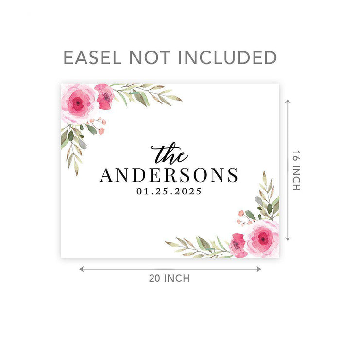 Custom Floral Canvas Wedding Guestbook Welcome Signs-Set of 1-Andaz Press-Modern Geometric Floral Hexagon Frame-