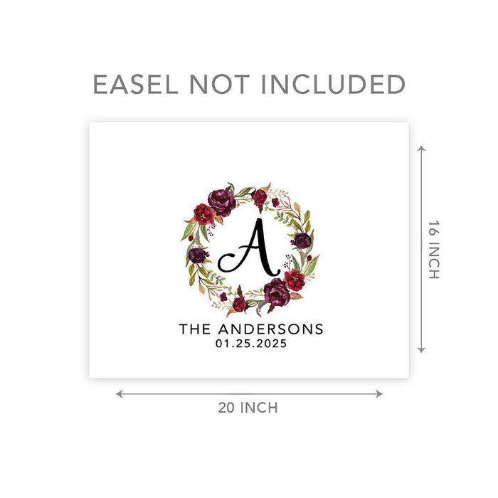 Custom Floral Canvas Wedding Guestbook Welcome Signs-Set of 1-Andaz Press-Modern Geometric Floral Hexagon Frame-