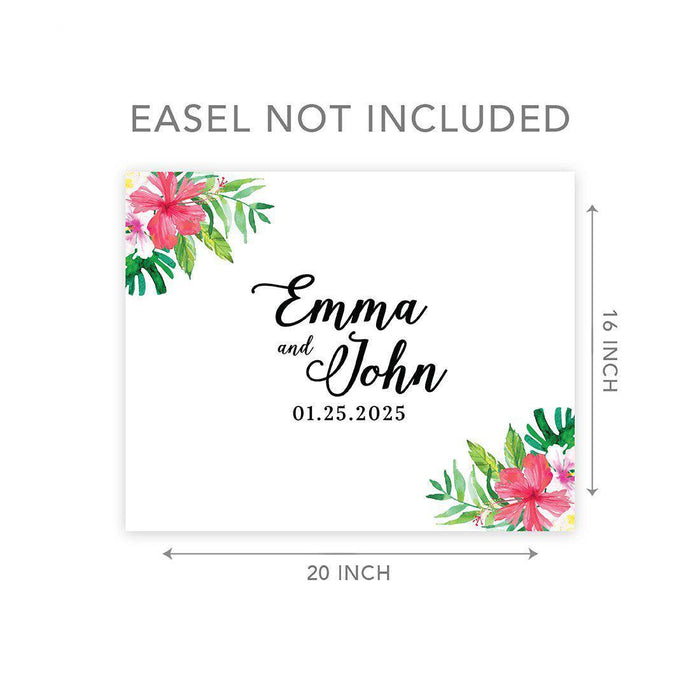 Custom Floral Canvas Wedding Guestbook Welcome Signs-Set of 1-Andaz Press-Modern Geometric Floral Hexagon Frame-