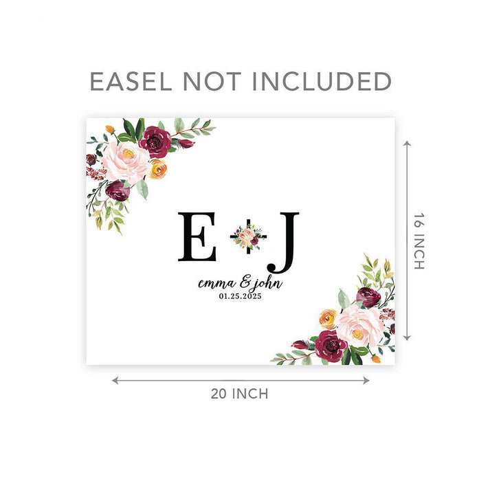 Custom Floral Canvas Wedding Guestbook Welcome Signs-Set of 1-Andaz Press-Modern Geometric Floral Hexagon Frame-
