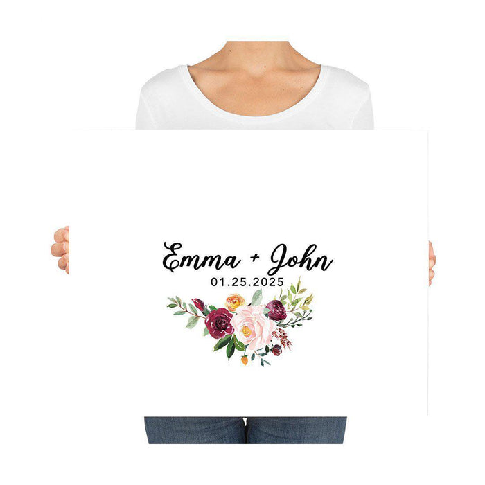 Custom Floral Canvas Wedding Guestbook Welcome Signs-Set of 1-Andaz Press-Modern Geometric Floral Hexagon Frame-