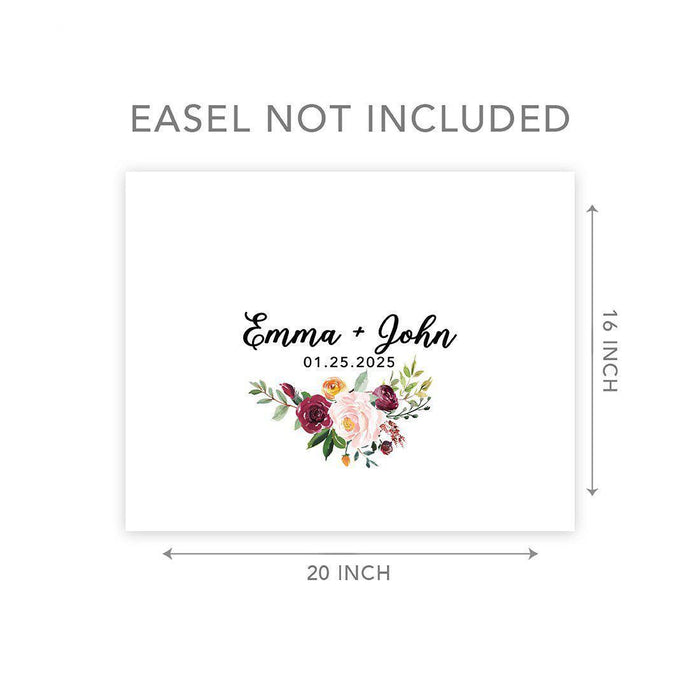 Custom Floral Canvas Wedding Guestbook Welcome Signs-Set of 1-Andaz Press-Modern Geometric Floral Hexagon Frame-