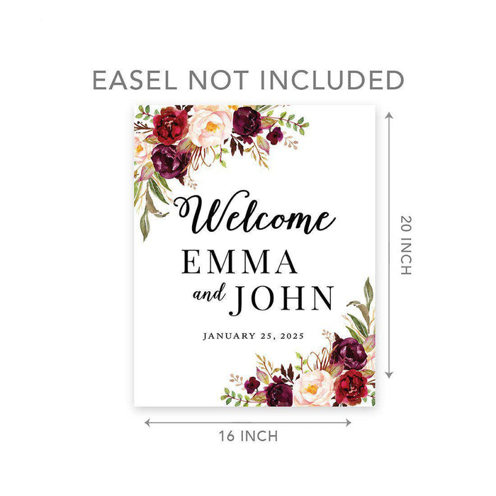 Custom Floral Canvas Wedding Guestbook Welcome Signs-Set of 1-Andaz Press-Modern Geometric Floral Hexagon Frame-