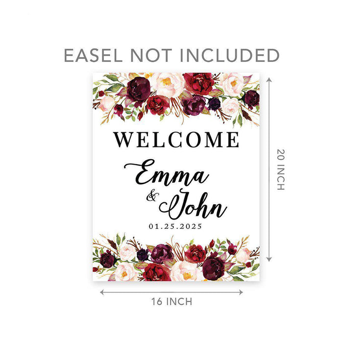 Custom Floral Canvas Wedding Guestbook Welcome Signs-Set of 1-Andaz Press-Modern Geometric Floral Hexagon Frame-