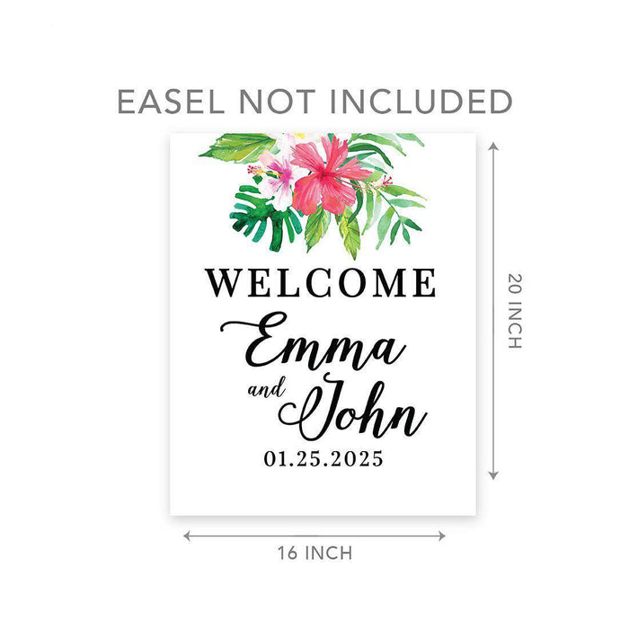 Custom Floral Canvas Wedding Guestbook Welcome Signs-Set of 1-Andaz Press-Modern Geometric Floral Hexagon Frame-