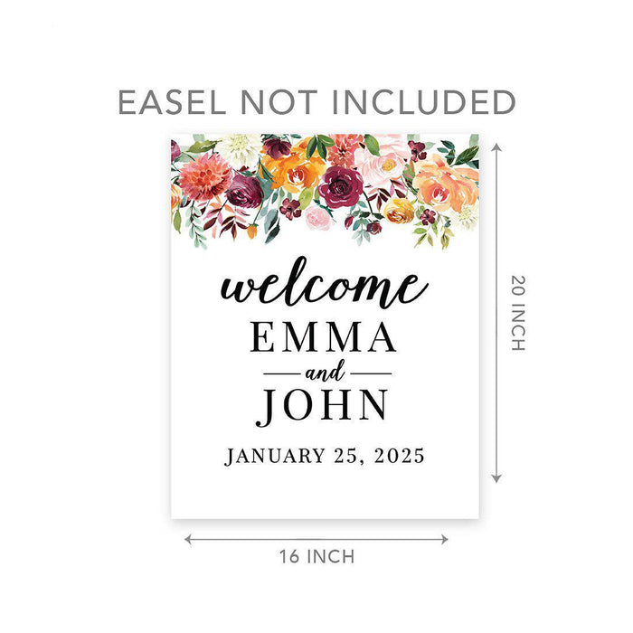 Custom Floral Canvas Wedding Guestbook Welcome Signs-Set of 1-Andaz Press-Modern Geometric Floral Hexagon Frame-