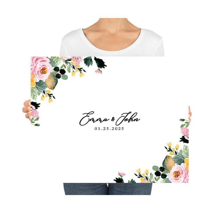Custom Floral Canvas Wedding Guestbook Welcome Signs-Set of 1-Andaz Press-Modern Geometric Floral Hexagon Frame-
