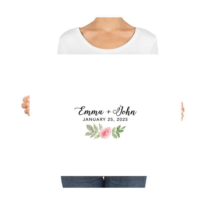 Custom Floral Canvas Wedding Guestbook Welcome Signs-Set of 1-Andaz Press-Modern Geometric Floral Hexagon Frame-
