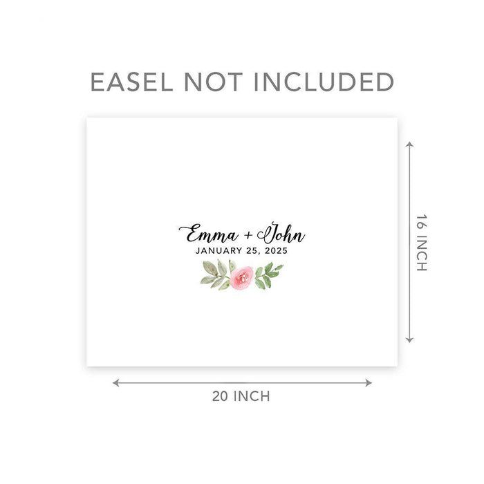 Custom Floral Canvas Wedding Guestbook Welcome Signs-Set of 1-Andaz Press-Modern Geometric Floral Hexagon Frame-