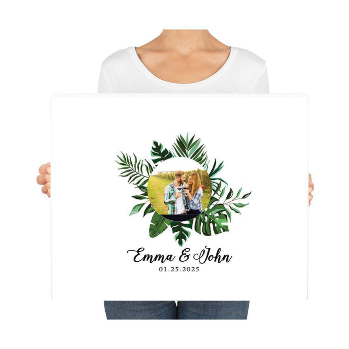 Custom Floral Canvas Wedding Guestbook Welcome Signs-Set of 1-Andaz Press-Modern Geometric Floral Hexagon Frame-