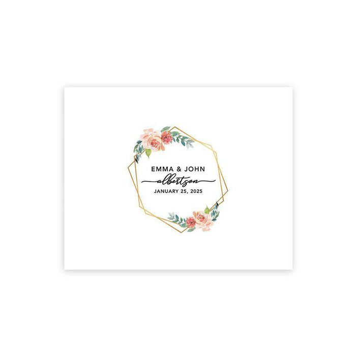 Custom Floral Canvas Wedding Guestbook Welcome Signs-Set of 1-Andaz Press-Modern Geometric Floral Hexagon Frame, Horizontal-