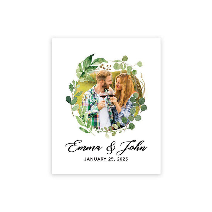 Custom Greenery Canvas Wedding Guestbook Welcome Signs-Set of 1-Andaz Press-Modern Eucalyptus Greenery Watercolor Wreath Photo-
