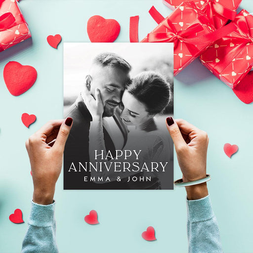 Custom Jumbo Anniversary Photo Card with Envelope, Greeting Card for Anniversary Gifts, Set of 1-Set of 1-Andaz Press-Happy Anniversary-