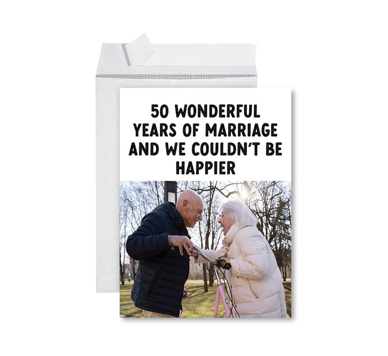 Custom Jumbo Anniversary Photo Card with Envelope, Greeting Card for Anniversary Gifts, Set of 1-Set of 1-Andaz Press-Wonderful Years Of Marriage-