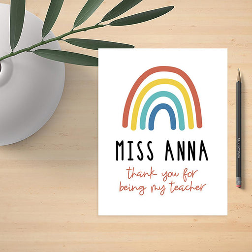 Custom Jumbo Teacher Appreciation Cards - Best Staff Thank You Card with Envelope, 9 Designs-Set of 1-Andaz Press-Rainbow Custom-