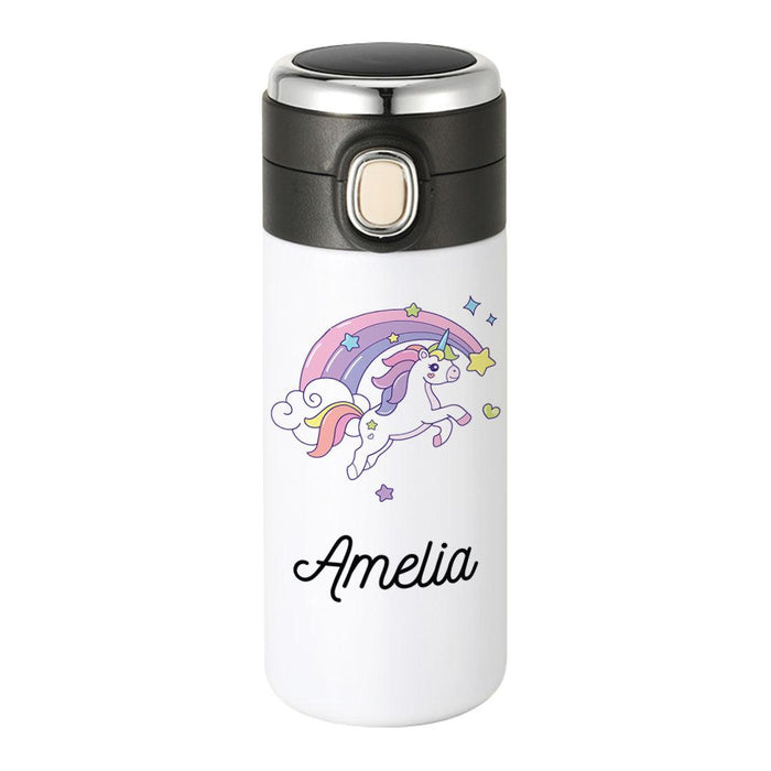 Custom Kids Tumbler Stainless Steel Water Bottle - Birthday Party Favors Gifts-Set of 1-Andaz Press-Unicorn & Rainbows-