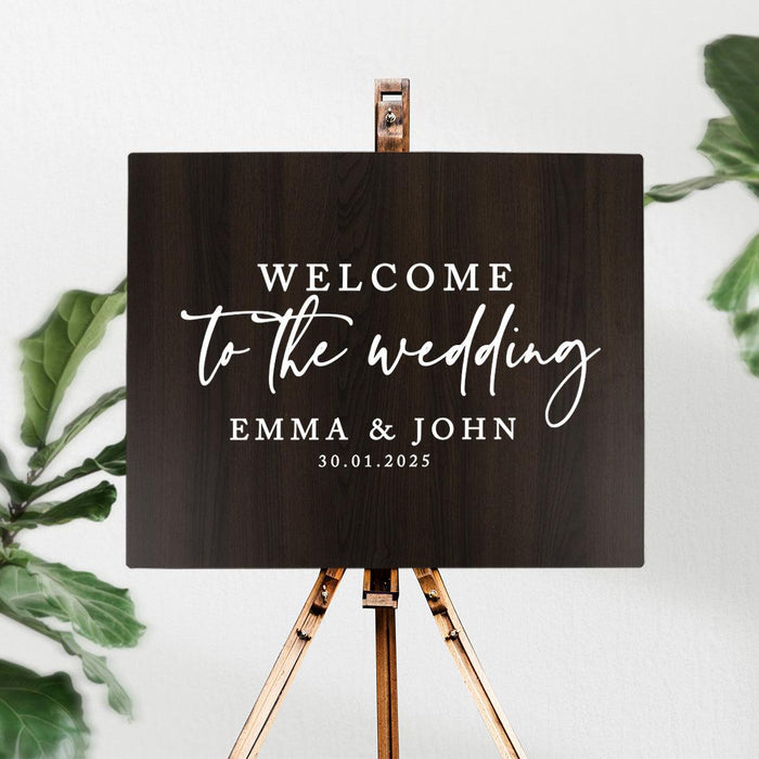 Custom Large Rustic Wooden Welcome Sign for Wedding - 30 Designs-Set of 1-Andaz Press-Heart Names-