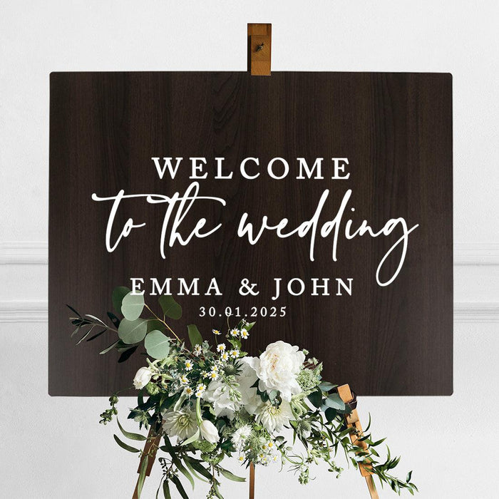 Custom Large Rustic Wooden Welcome Sign for Wedding - 30 Designs-Set of 1-Andaz Press-Heart Names-