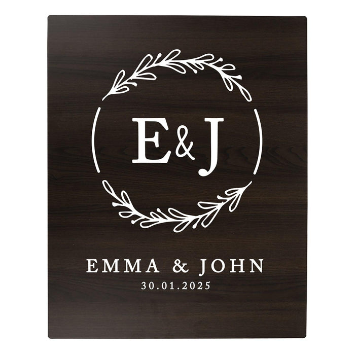 Custom Large Rustic Wooden Welcome Sign for Wedding - 30 Designs-Set of 1-Andaz Press-Laurel Wreath-