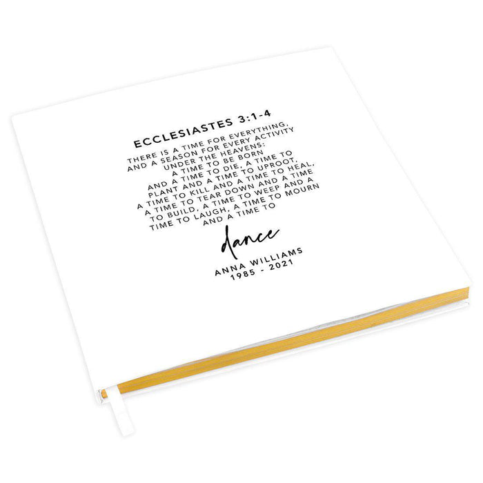 Custom Memorial Biblical Guestbook with Gold Accents, Bible Verse, Scrapbook, Photo Album-Set of 1-Andaz Press-Ecclesiastes 3:1-4-